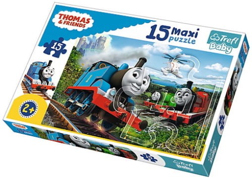 Przejdź do produktu Puzzle 15el MAXI - Pędzące lokomotywy. Tomek i Prz