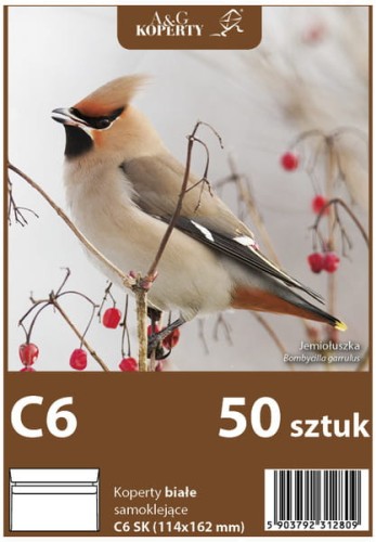 Przejdź do produktu Koperty C6 biała SK 50szt. 2809,  A&G