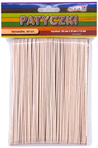 Przejdź do produktu Patyczki 150x18x1,6mm PK-3304 bezbarwne op. 60szt, Aliga