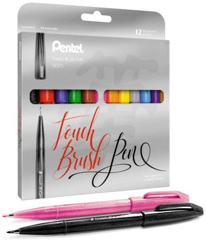 Przejdź do produktu Pisaki pędzelkowe Brush Signt Pen kpl. 12-kol. SES15C, Pentel