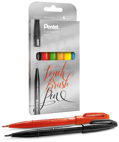 Przejdź do produktu Pisaki pędzelkowe Brush Signt Pen kpl. 6-kol. SES15C-ABDFGS, Pentel