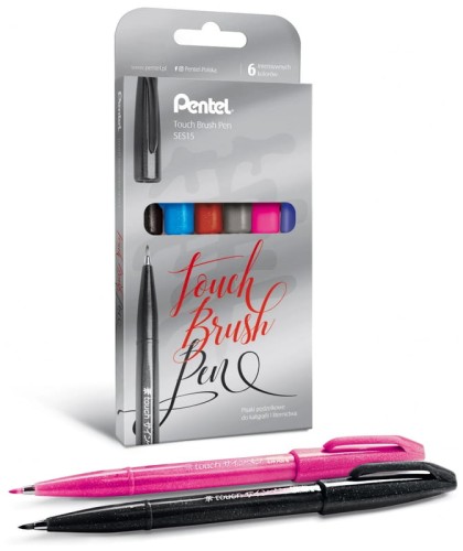 Przejdź do produktu Pisaki pędzelkowe Brush Signt Pen kpl. 6-kol. SES15C-ACENPV, Pentel