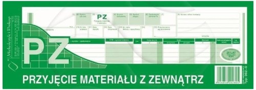 Przejdź do produktu Druk PZ Przyjęcie materiałów 1/2 A4 wielokopia, MiP