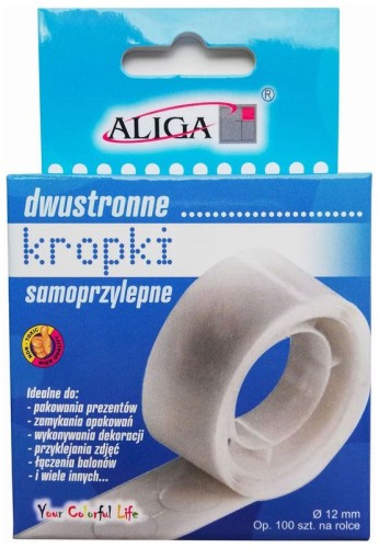 Przejdź do produktu Kropki samoprzylepne dwustronne 10,5mm przezroczyste PSD-3488, Aliga