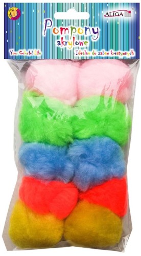 Przejdź do produktu Pompony akrylowe 5cm mix kolorów op 10szt POM-203, Aliga