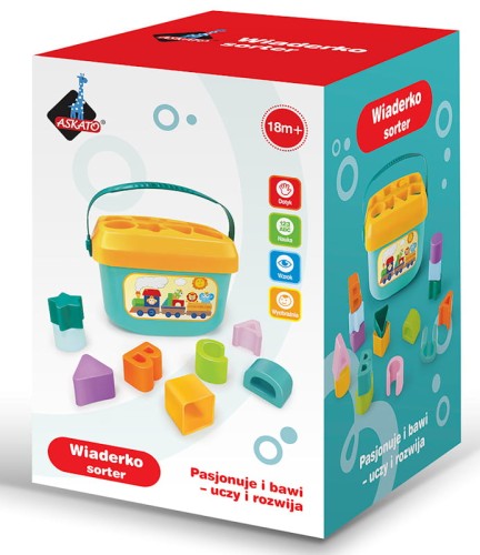 Przejdź do produktu Wiaderko - sorter z klockami w pudełku 108704