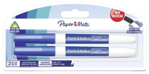 Przejdź do produktu Marker suchościeralny okrągły Fine niebieski 2 szt, Paper Mate