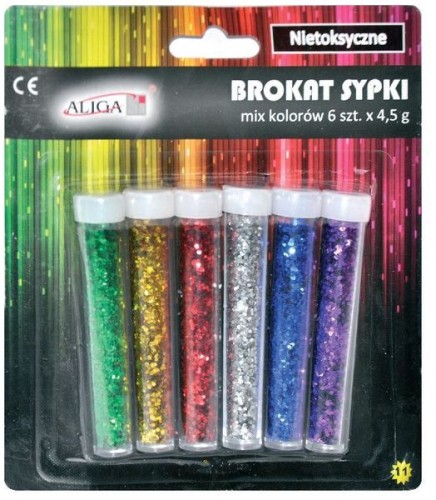 Przejdź do produktu Brokat dekor. sypki  6-kol. x 4,5g, MT-2610, Aliga