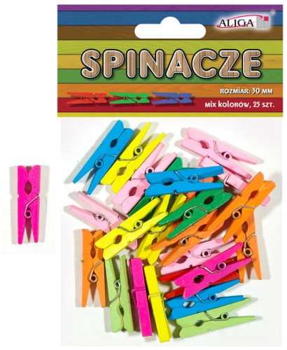 Przejdź do produktu Spinacze SPIN-0692 drewniane mix kolorów op.25szt.