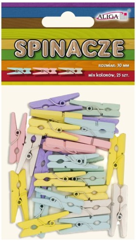 Przejdź do produktu Spinacze drewniane 30mm mix kolorów op. 25szt. SPIN-2182, Aliga