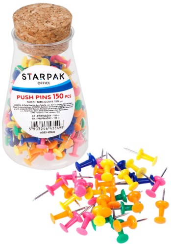 Przejdź do produktu Pinezki, kołki kolorowe do tablic 150sztuk