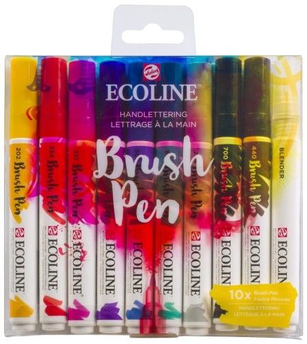 Przejdź do produktu Pisaki akwarelowe pędzelkowe Ecoline Brush Pen kpl 10-kolorów Handletterin (do kaligrafii) 11509800, Talens