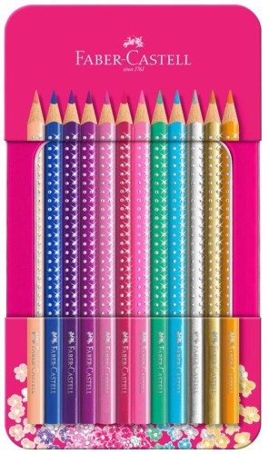 Przejdź do produktu Kredki ołówkowe 12-kol. Sparkle opakowanie metalowe, Faber-Castell