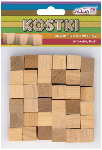 Przejdź do produktu Kostki drewniane PK-0493 bezbarwne 15x15x15mm op.3