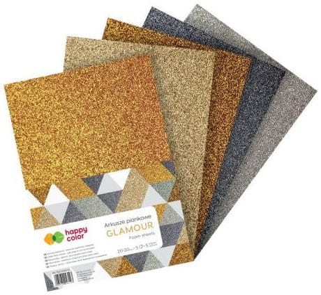 Przejdź do produktu Pianka dekoracyjna brokatowa A4, 5 ark Glamour, Happy Color