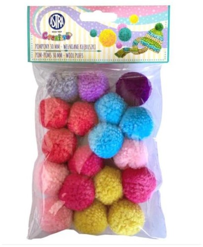 Przejdź do produktu Pompony dekoracyjne 30 mm - wełniane kłębuszki, Astra