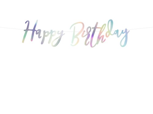 Przejdź do produktu Baner Happy Birthday, opalizujący, 16,5x62cm