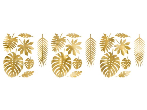 Przejdź do produktu Dekoracje Aloha - Liście tropikalne, złoty: 1op./21szt.