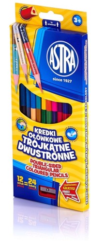 Przejdź do produktu Kredki ołówkowe trójkątne dwustronne 12=24kol ASTR