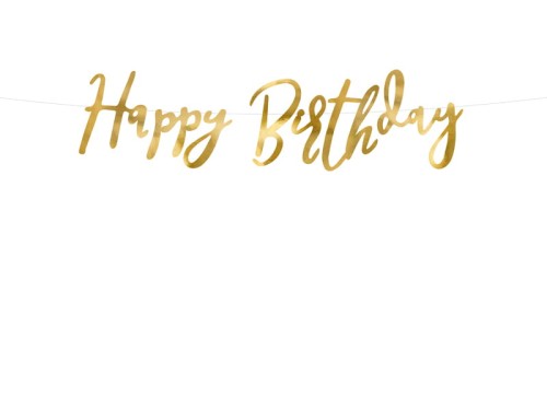 Przejdź do produktu Baner Happy Birthday, złoty, 16.5x62cm