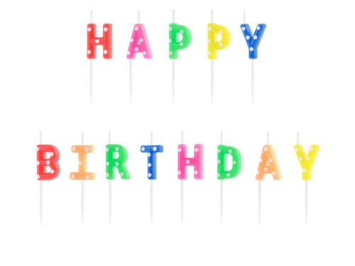 Przejdź do produktu Świeczki urodzinowe Happy Birthday, mix, 2.5cm: 1op./13szt.