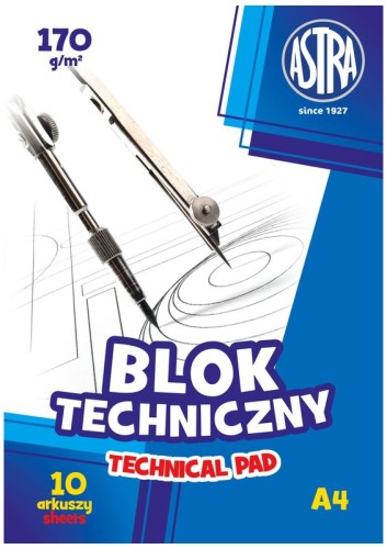 Przejdź do produktu BLOK TECHNICZNY A4/10K BIAŁY 170G ASTRA A'10 2594