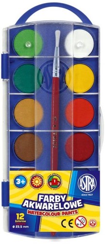 Przejdź do produktu Farby akwarelowe 12-kol. śr. 23.5mm Euro,, Astra