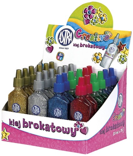 Przejdź do produktu Klej brokatowy 35ml p24 mix kolorów ASTRA,cena za