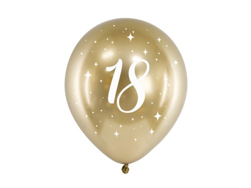Przejdź do produktu Balony Glossy 30cm, 18, złoty: 1op./6szt.