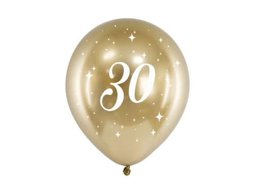 Przejdź do produktu Balony Glossy 30cm, 30, złoty: 1op./6szt.