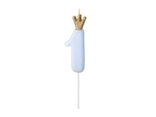 Przejdź do produktu Świeczka urodzinowa Cyferka 1,  jasny niebieski, 9.5cm