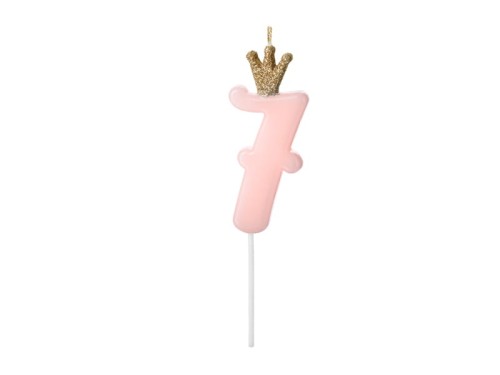 Przejdź do produktu Świeczka urodzinowa Cyferka 7,  jasny różowy, 9.5cm