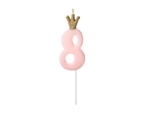 Przejdź do produktu Świeczka urodzinowa Cyferka 8,  jasny różowy, 9.5cm