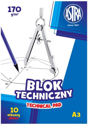 Przejdź do produktu BLOK TECHNICZNY A3/10K BIAŁY ASTRA 170G A'10 2600
