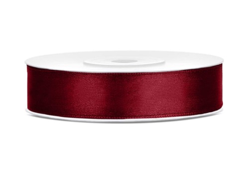 Przejdź do produktu Tasiemka satynowa, bordo, 12mm/25m