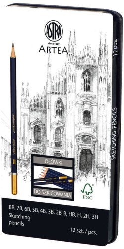 Przejdź do produktu Zestaw ołówków do szkicowania Artea mix 12 sztuk m