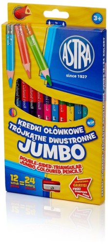 Przejdź do produktu Kredki ołówkowe Jumbo dwustronne 12szt=24kol  ASTR