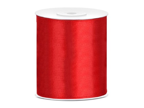 Przejdź do produktu Tasiemka satynowa, czerwony, 100mm/25m