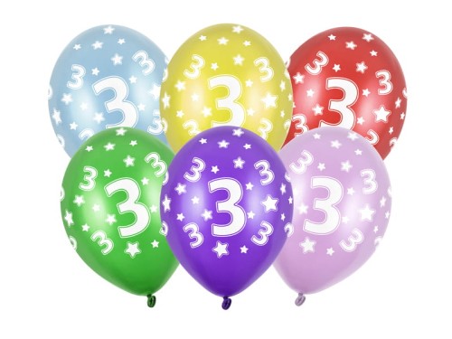 Przejdź do produktu Balony 30cm, 3rd Birthday, Metallic Mix: 1op./50szt.