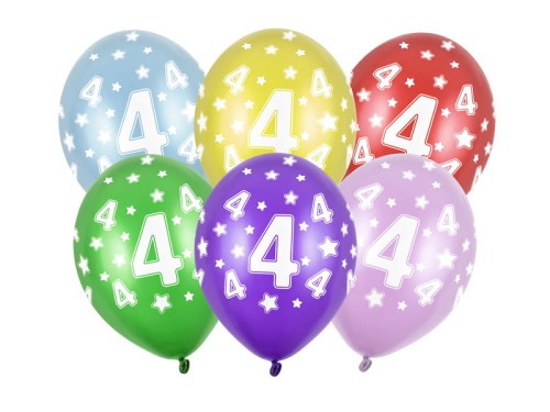 Przejdź do produktu Balony 30cm, 4th Birthday, Metallic Mix: 1op./50szt.