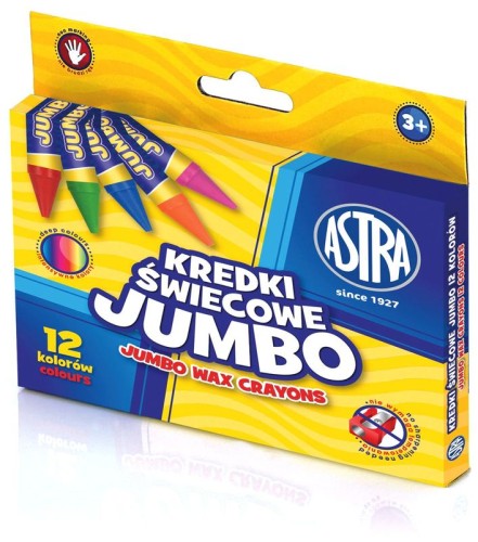 Przejdź do produktu Kredki świecowe 12kol Jumbo 9mm/100mm ASTRA