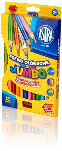 Przejdź do produktu Kredki ołówkowe Jumbo tęczowe 12kol  ASTRA