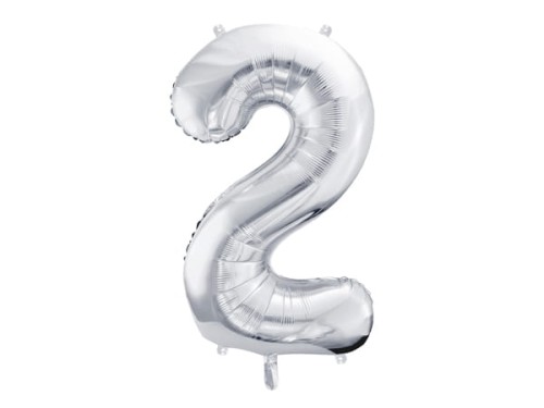Przejdź do produktu Balon foliowy Cyfra ''2'', 86cm, srebrny