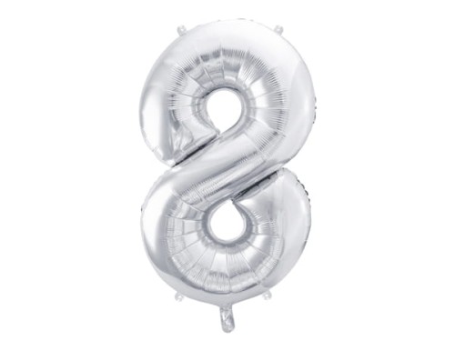 Przejdź do produktu Balon foliowy Cyfra ''8'', 86cm, srebrny