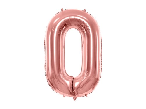Przejdź do produktu Balon foliowy Cyfra ''0'', 86cm, różowe złoto