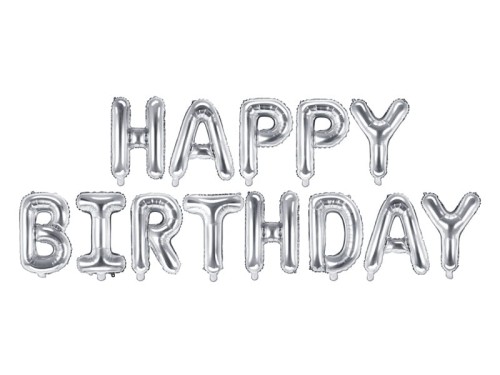 Przejdź do produktu Balon foliowy Happy Birthday, 340x35cm, srebrny
