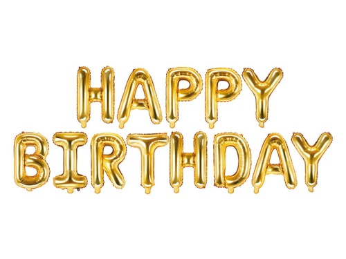 Przejdź do produktu Balon foliowy Happy Birthday, 340x35cm, złoty