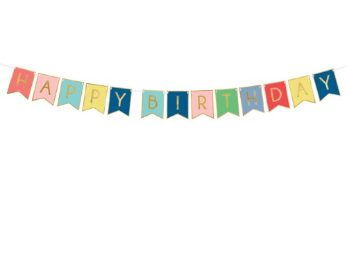 Przejdź do produktu Baner Happy Birthday, mix, 15 x 175 cm