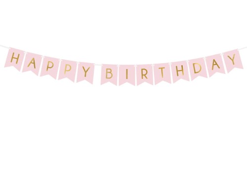 Przejdź do produktu Baner Happy Birthday, j. różowy, 15 x 175 cm