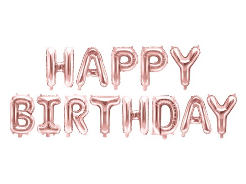 Przejdź do produktu Balon foliowy Happy Birthday, 340x35cm, różowe złoto